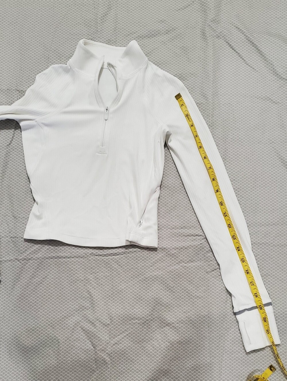 Lululemon Its Rulu Run Ribbed Cropped Half Zip In White - Picture 5 of 11